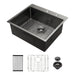Gunmetal Black 25 x 22 Inch Drop-in Kitchen Sink Topmount 16 Gauge Deep Single Bowl Stainless Steel Basin - DTY Store