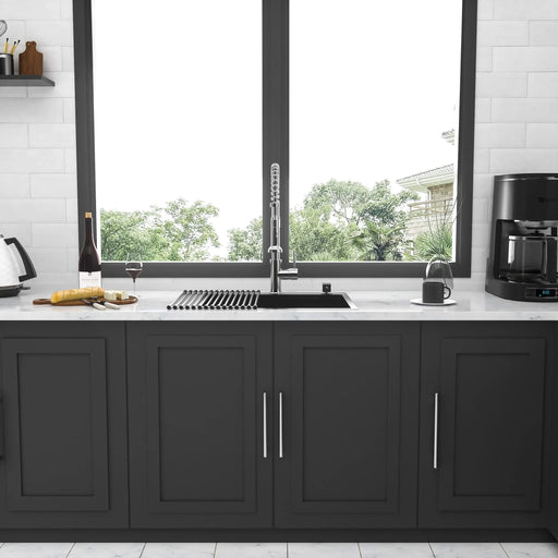 Gunmetal Black 25 x 22 Inch Drop-in Kitchen Sink Topmount 16 Gauge Deep Single Bowl Stainless Steel Basin Default -DTYStore