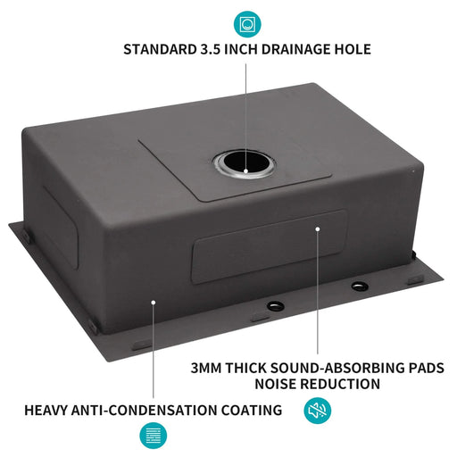 Gunmetal Black 30' Single Bowl Topmount Kitchen Sink 16 Gauge Stainless Steel 30x22 Inch Default -DTYStore