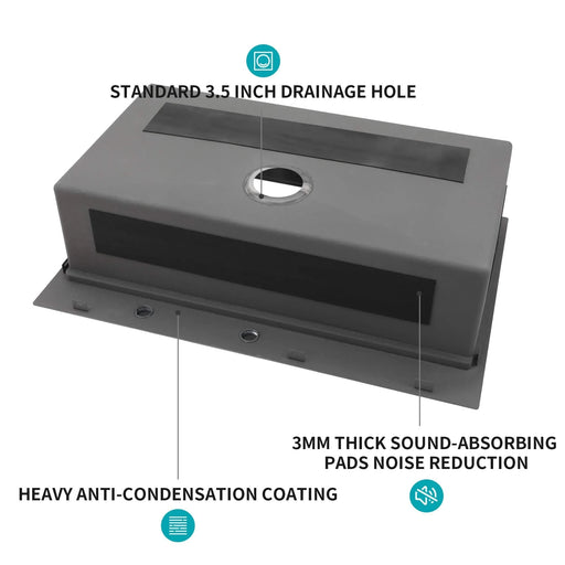 Gunmetal Black 33' Drop-In Kitchen Sink with Ledge Workstation, 16 Gauge Stainless Steel, 33x22 Inches Default -DTYStore