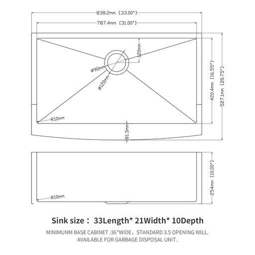 Gunmetal Black Farmhouse Sink - 33 Inch Stainless Steel Apron Front Kitchen Sink Default -DTYStore