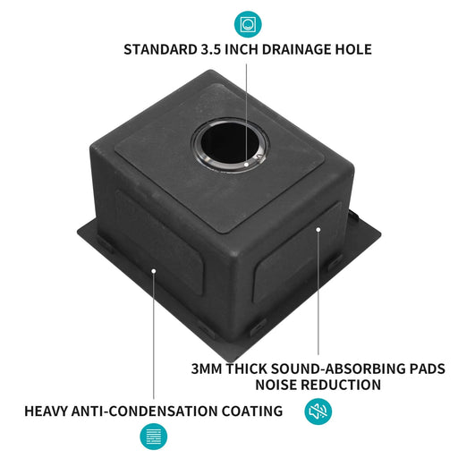 Gunmetal Black Topmount 16G Stainless Steel Kitchen Sink Deep Single Bowl 15x15x9 Inch Default -DTYStore