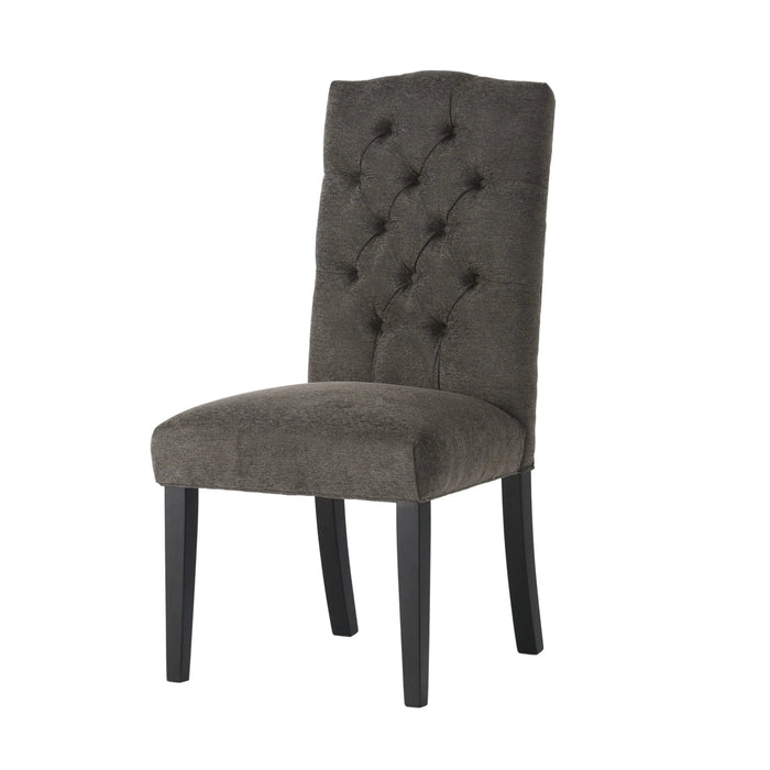 HARRIET KD Tufted Dining Chair Set of 2 in Dark Grey Fabric Default -DTYStore