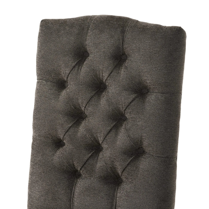 HARRIET KD Tufted Dining Chair Set of 2 in Dark Grey Fabric Default -DTYStore