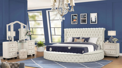 HAZEL Modern Style Queen 4PC Vanity Bedroom Set with USB Ports & Made with Wood in Cream(CA INVENTORY) Default -DTYStore