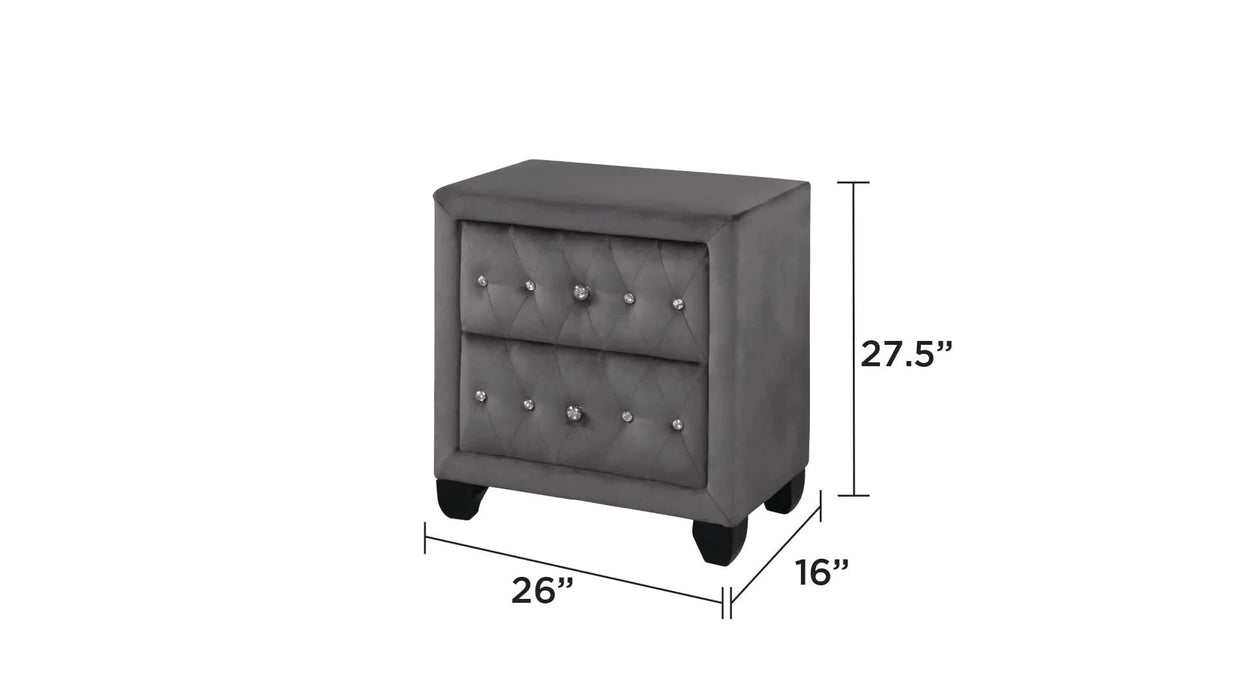 HAZEL Queen 4 Pc Vanity Bedroom Set Made With Wood In Gray Color(CA INVENTORY) Default -DTYStore