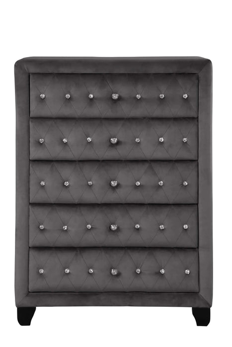 HAZEL Queen 5 Pc Tufted Upholstery Bedroom Set Made with Wood In Gray(CA INVENTORY) Default -DTYStore