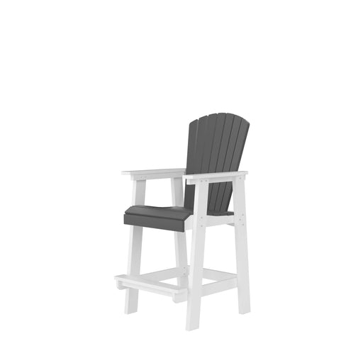 HDPE Bar Chair, Outdoor Tall Adirondack Chairs Set of 2, Patio Bar Stool Chair with High Back White + Gray, Set of 2 Default -DTYStore