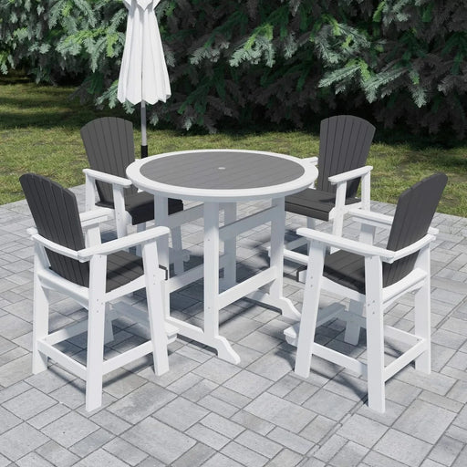 HDPE Patio Bar Table Set High Top Outdoor Table and Chairs Set of 5 Bar Table & Stools Set with Tall Adirondack Chairs Set for 4 Default -DTYStore