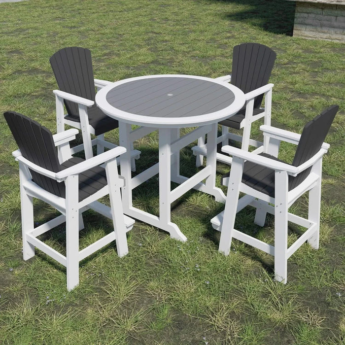 HDPE Patio Bar Table Set High Top Outdoor Table and Chairs Set of 5 Bar Table & Stools Set with Tall Adirondack Chairs Set for 4 Default -DTYStore