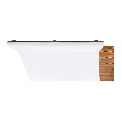 HILLCREST V Shaped 4-Piece Sofa Set with Coffee Table, White Cushions, Acacia Wood, Sandblast Finish Default -DTYStore