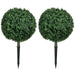 HOMCOM 1.3' (15.7') Artificial Boxwood Topiary Trees with Ground Stake, UV Resistant Set of 2 Ball Shaped Trees, Indoor Outdoor Fake Plants for Home Office & Living Room Décor Default -DTYStore