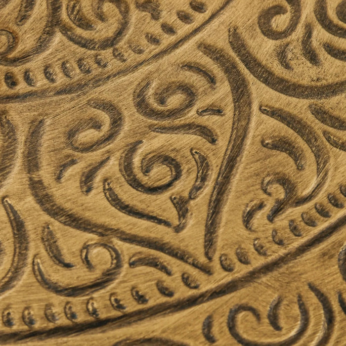 HOMCOM 24' Round Coffee Table with Hammered Tray Top, Vintage Metal Center Table for Living Room, Bedroom, Side Table, Gold Default -DTYStore