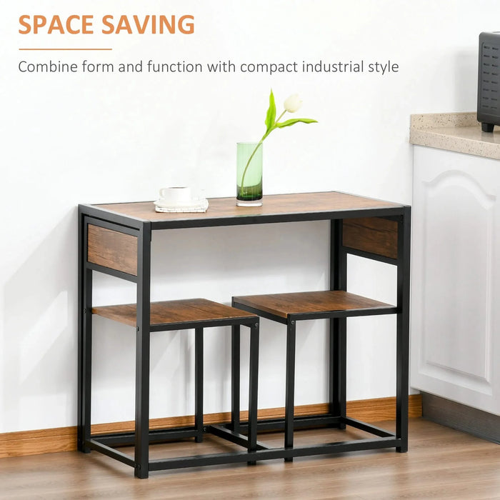 HOMCOM 3-Piece Industrial Dining Table Set for 2, Kitchen Table and Chairs, Dining Room Sets for Small Spaces Default -DTYStore