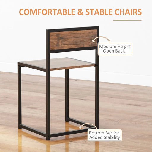 HOMCOM 3-Piece Industrial Dining Table Set for 2, Kitchen Table and Chairs, Dining Room Sets for Small Spaces Default -DTYStore