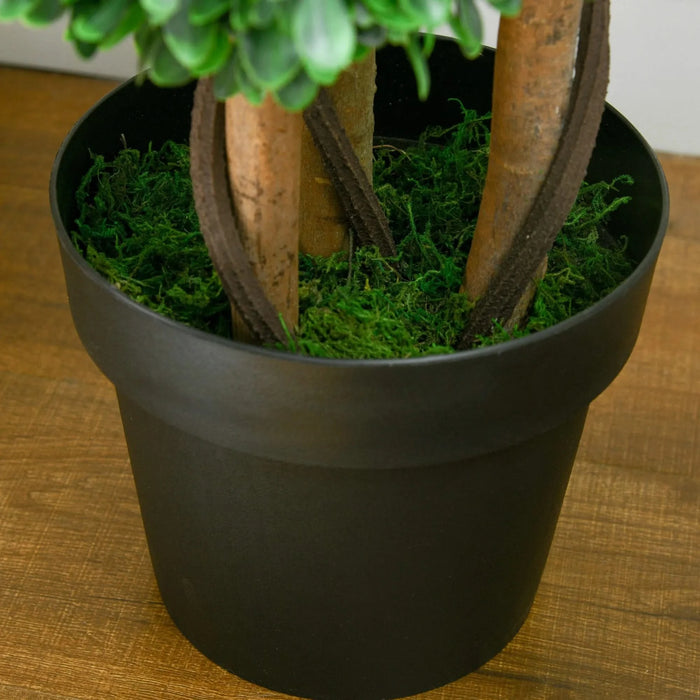 HOMCOM 3.5ft/43.25' Artificial 3 Ball Boxwood Topiary Tree with Pot, Indoor Outdoor Fake Plant for Home Office, Living Room Decor Default -DTYStore