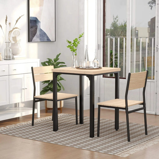 HOMCOM 3 Piece Dining Table Set for 2, Modern Kitchen Table and Chairs, Dining Room Set for Breakfast Nook, Small Space, Apartment, Space Saving Default -DTYStore