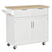 HOMCOM 41' Modern Rolling Kitchen Island on Wheels, Utility Cart Storage Trolley with Rubberwood Top & Drawers, White Default -DTYStore