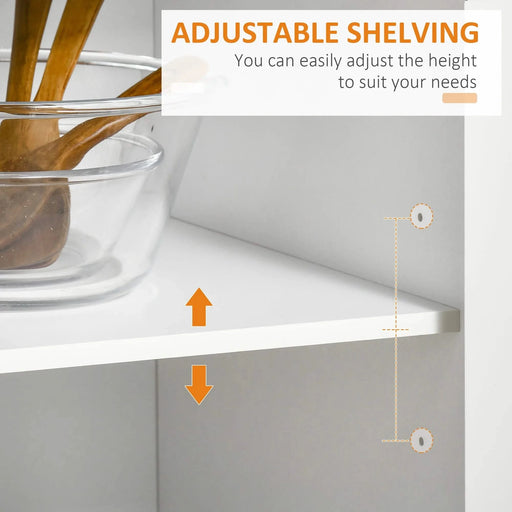 HOMCOM 41' Modern Rolling Kitchen Island on Wheels, Utility Cart Storage Trolley with Rubberwood Top & Drawers, White Default -DTYStore