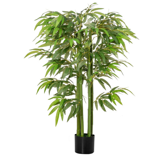 HOMCOM 4.5FT Artificial Bamboo Tree, Faux Decorative Plant in Nursery Pot for Indoor or Outdoor Décor Default -DTYStore