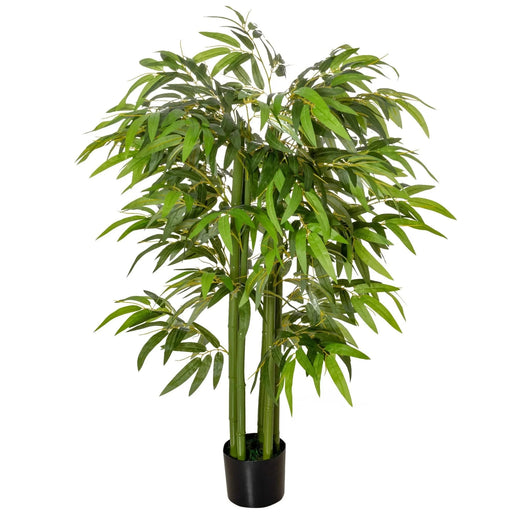 HOMCOM 4.5FT Artificial Bamboo Tree, Faux Decorative Plant in Nursery Pot for Indoor or Outdoor Décor Default -DTYStore