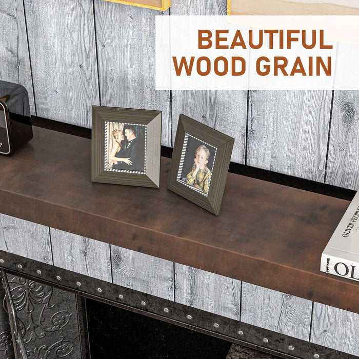 HOMCOM 48 Inch Fireplace Mantel, Floating Farmhouse Solid Fir Wood Shelf, Handmade Heavy Duty Wall Mounted Shelf, with Metal Bracket, Walnut Brown Default -DTYStore