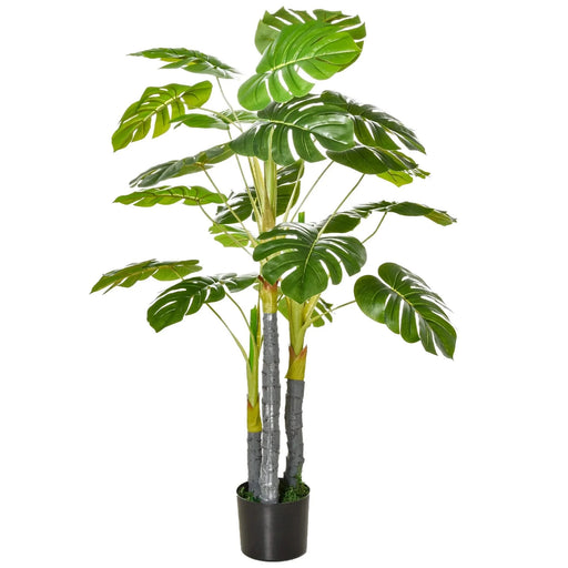 HOMCOM 4FT Artificial Monstera Tree, Faux Decorative Plant in Nursery Pot for Indoor or Outdoor Décor Default -DTYStore