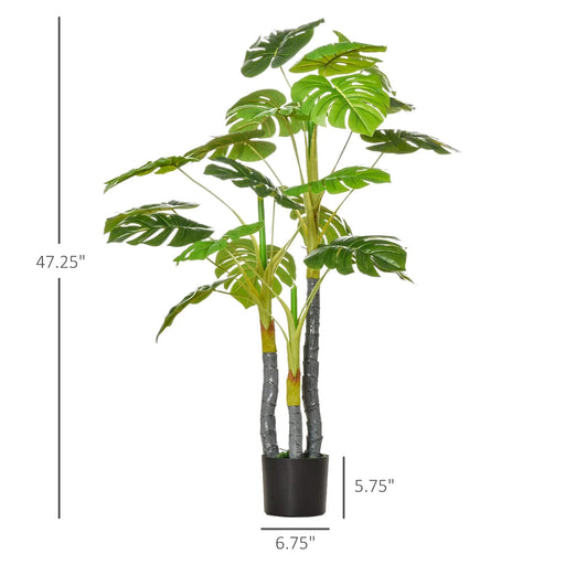 HOMCOM 4FT Artificial Monstera Tree, Faux Decorative Plant in Nursery Pot for Indoor or Outdoor Décor Default -DTYStore