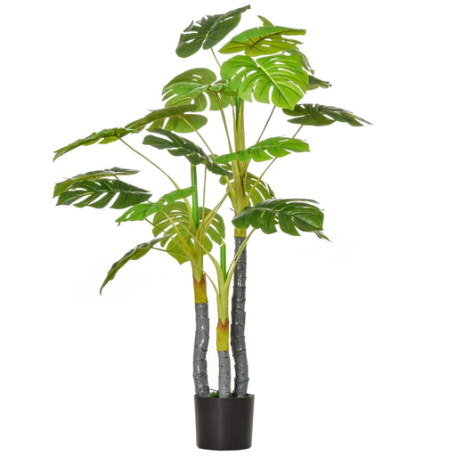 HOMCOM 4FT Artificial Monstera Tree, Faux Decorative Plant in Nursery Pot for Indoor or Outdoor Décor Default -DTYStore