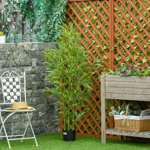 HOMCOM 5FT Artificial Bamboo Tree, Faux Decorative Plant in Nursery Pot for Indoor or Outdoor Décor Default -DTYStore