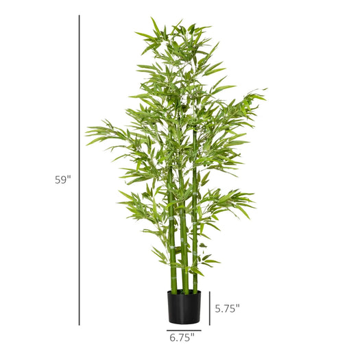 HOMCOM 5FT Artificial Bamboo Tree, Faux Decorative Plant in Nursery Pot for Indoor or Outdoor Décor Default -DTYStore