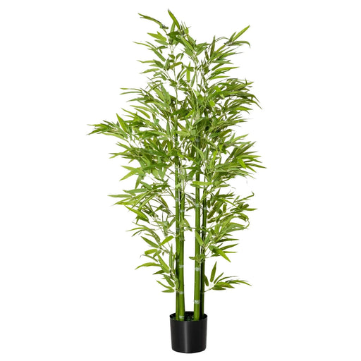 HOMCOM 5FT Artificial Bamboo Tree, Faux Decorative Plant in Nursery Pot for Indoor or Outdoor Décor Default -DTYStore