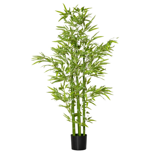 HOMCOM 5FT Artificial Bamboo Tree, Faux Decorative Plant in Nursery Pot for Indoor or Outdoor Décor Default -DTYStore