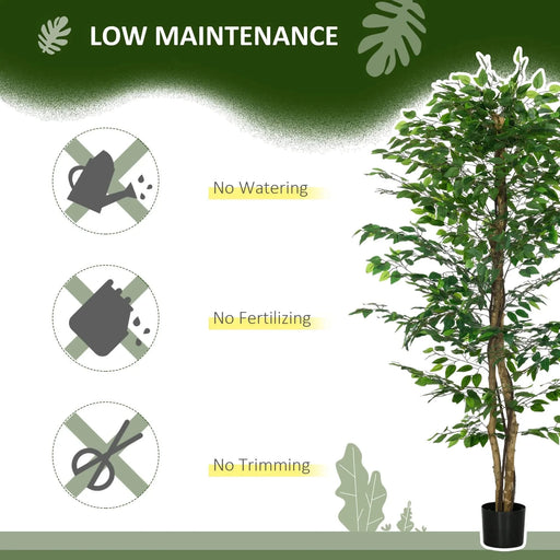 HOMCOM 6ft Artificial Ficus with Pot, Indoor Outdoor Fake Plant for Home Office Living Room Décor Default -DTYStore