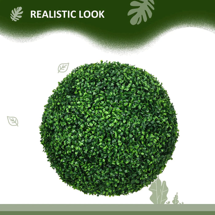 HOMCOM Artificial Ball Boxwood Topiary Trees Indoor Outdoor Faux Plants Decor 19.75 in -DTYStore