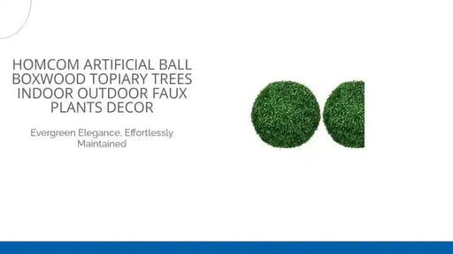 HOMCOM Artificial Ball Boxwood Topiary Trees Indoor Outdoor Faux Plants Decor 19.75 in -DTYStore