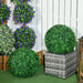 HOMCOM Artificial Ball Boxwood Topiary Trees Indoor Outdoor Faux Plants Decor 15.75 in -DTYStore