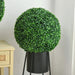 HOMCOM Artificial Ball Boxwood Topiary Trees Indoor Outdoor Faux Plants Decor 15.75 in -DTYStore