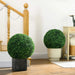 HOMCOM Artificial Ball Boxwood Topiary Trees Indoor Outdoor Faux Plants Decor 19.75 in -DTYStore