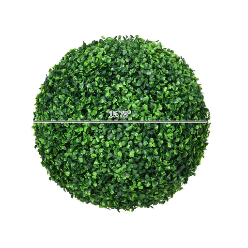 HOMCOM Artificial Ball Boxwood Topiary Trees Indoor Outdoor Faux Plants Decor 15.75 in -DTYStore