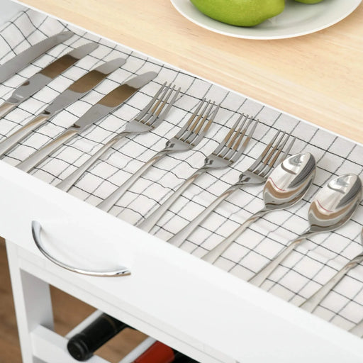 HOMCOM Bar Cart Rolling Kitchen Island on Wheels with Wine Rack Default -DTYStore