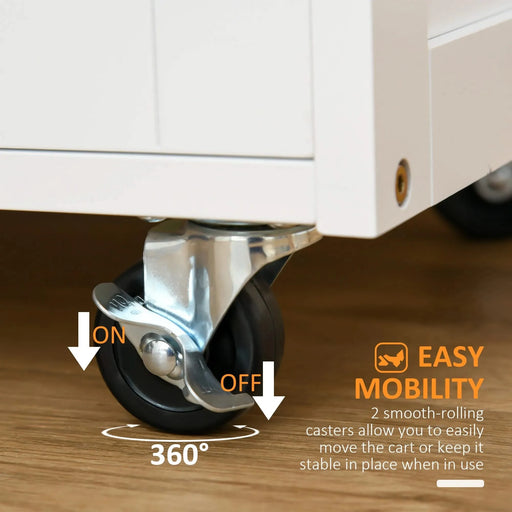 HOMCOM Bar Cart Rolling Kitchen Island on Wheels with Wine Rack Default -DTYStore