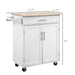 HOMCOM Kitchen Island Cart Rolling Trolley Cart with Drawer, Storage Cabinet & Towel Rack, White Default -DTYStore