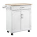 HOMCOM Kitchen Island Cart Rolling Trolley Cart with Drawer, Storage Cabinet & Towel Rack, White Default -DTYStore
