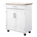HOMCOM Kitchen Island Cart Rolling Trolley Cart with Drawer, Storage Cabinet & Towel Rack, White Default -DTYStore