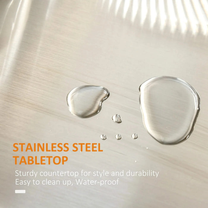 HOMCOM Kitchen Island on Wheels, Rolling Kitchen Cart with Stainless Steel Countertop, Drawer, Towel Rack and Spice Rack, Utility Storage Trolley, Black Default -DTYStore