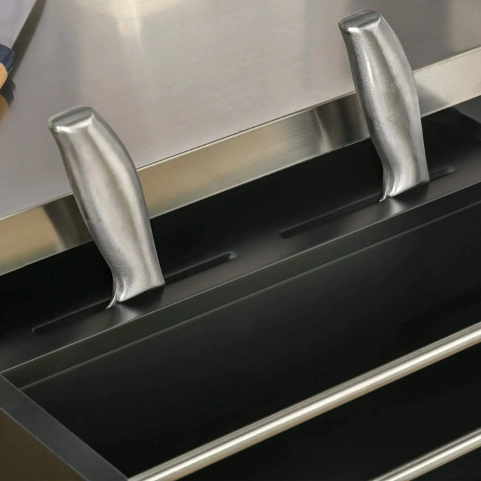 HOMCOM Kitchen Island on Wheels, Rolling Kitchen Cart with Stainless Steel Countertop, Drawer, Towel Rack and Spice Rack, Utility Storage Trolley, Black Default -DTYStore