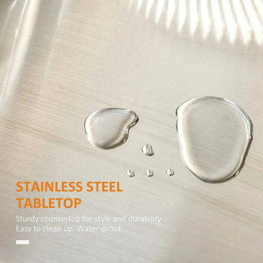 HOMCOM Kitchen Island on Wheels, Rolling Kitchen Cart with Stainless Steel Countertop, Drawer, Towel Rack and Spice Rack, Utility Storage Trolley, White Default -DTYStore