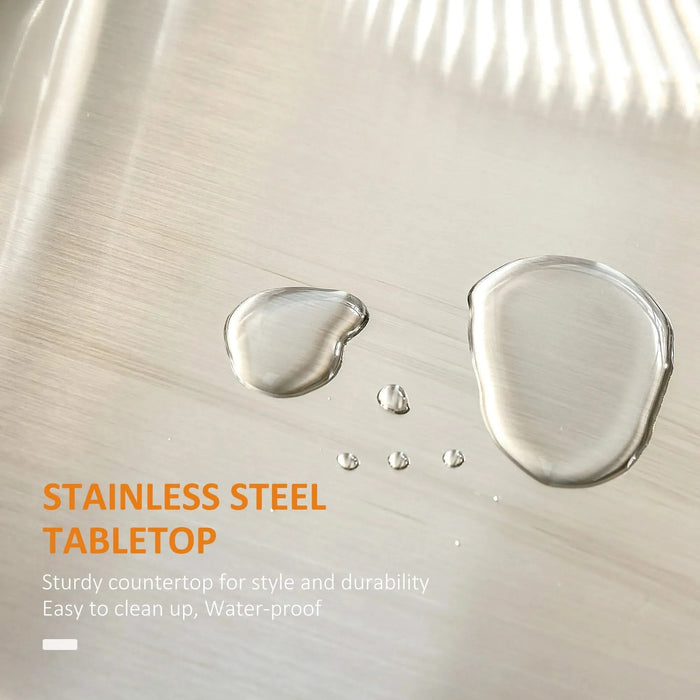 HOMCOM Kitchen Island on Wheels, Rolling Kitchen Cart with Stainless Steel Countertop, Drawer, Towel Rack and Spice Rack, Utility Storage Trolley, White Default -DTYStore