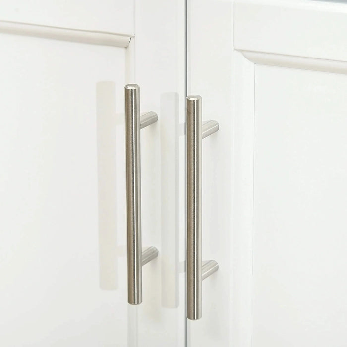 HOMCOM Kitchen Island on Wheels, Rolling Kitchen Cart with Stainless Steel Countertop, Drawer, Towel Rack and Spice Rack, Utility Storage Trolley, White Default -DTYStore